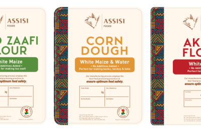 three flour product labels