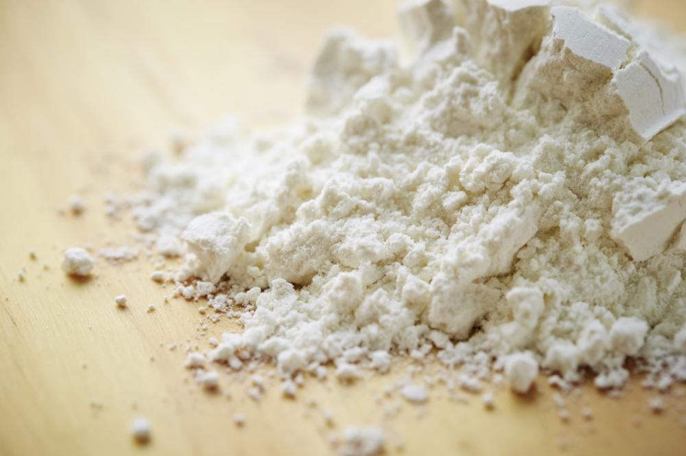 loose flour on table
